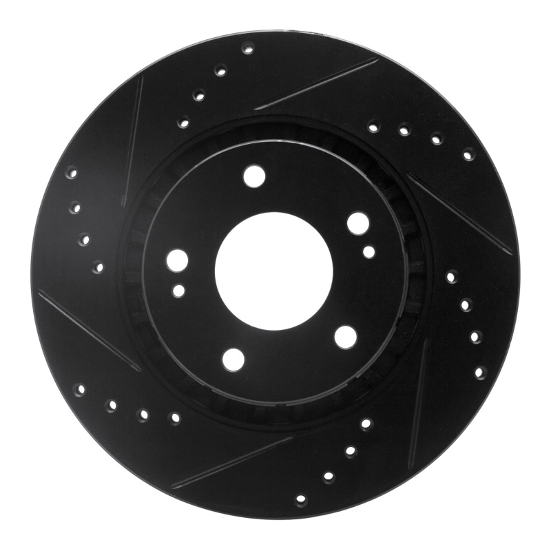 Mitsubishi Lancer Brake Rotor (1) - Front Left - R1 Concepts - Drilled & Slotted - Black - `09-`15 Mitsubishi Lancer Brake Rotor (1) - Front Left - R1 Concepts - Drilled & Slotted - Black - `09-`15